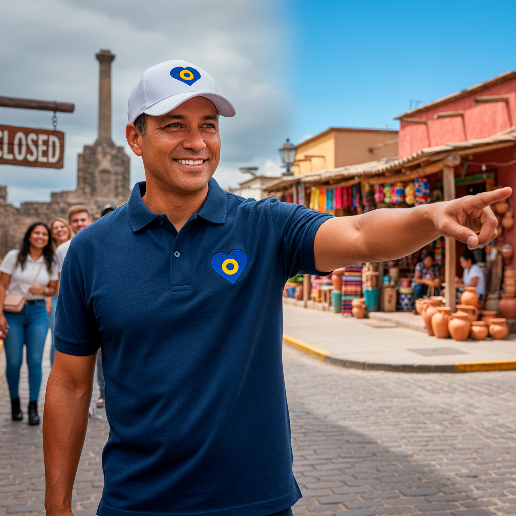 Grupo de turistas felices durante un tour